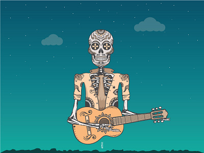 Sing One We Know. guitar music patterns skull sky sugar skull
