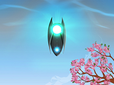 Concept Art - Personal work / Fuji aliens blossom cherry tree ufo fuji landscape mountain mystic nature sky spaceship