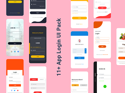 Login Screens app design flat icon ui ux