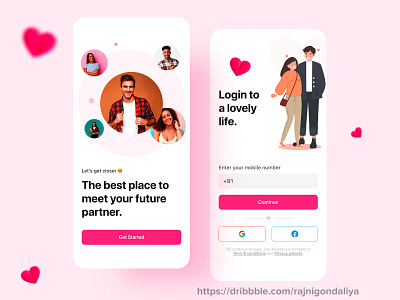 Dating App Login - Signup animation app branding design graphic design icon illustration ios logo mobile motion graphics ui ux vector