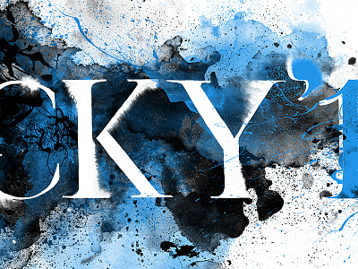 LUCKY 13 13 black blown ink blue design distressed hand done illustration ink lucky serif smudge splatter texture type typography white