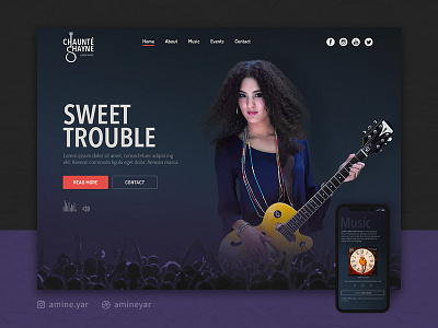 Chaunté Shayne Web design & Html clean dark html parallax psd purple singer ui ux web design website