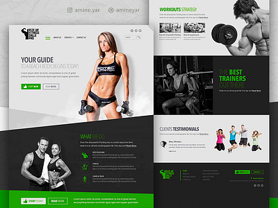 RiseUpFitness web design clean css fitness green html psd to html sass simple sport ui ux web design website