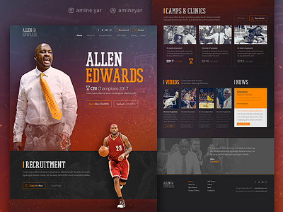 Coach Allen Edwards web design & Html basketball clean css dark html psd psd to html sport ui ux web web design website