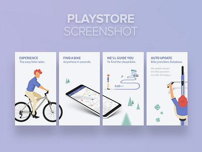 Playstore screenshot for BikeRadar APP app bike sharing bikesharing characer clean design graphic guidescreen how it works illustration mobile app playstore section steps vector