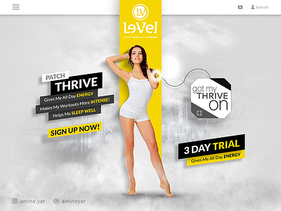 Landing page design for Level product call to action clean design girl graphic parallax section slide ui uiux web yellow