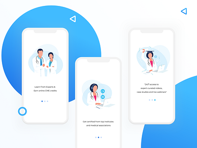 Walkthrough screens - Medical Learning App app design doctor education illustrations learning app medical app ui uxdesign walkthrough