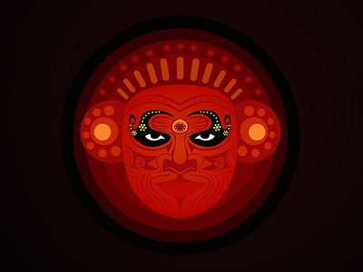 Theyyam art design illustration kerala logo mural red theyyam vector