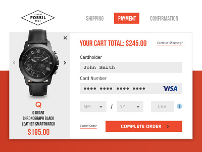 Daily UI - Day 2 card checkout credit daily fossil ui watch