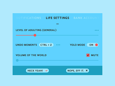 Daily UI - Day 7 blue daily life red settings slide switch ui