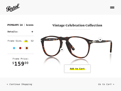 Daily UI - Day 12 daily glasses item page persol shopping ui
