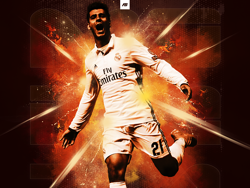 Alvaro Morata digital art fire football graphic design graphics photo manipulation real madrid retouching soccer