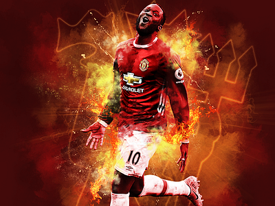 Lukaku - Manchester United transfer digital art fire graphic design manchester united
