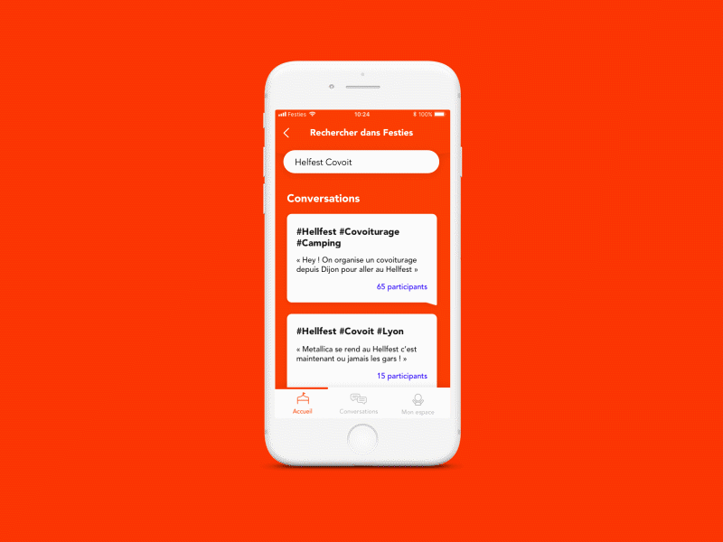 Festies - Mobile gif app web mobile blue red animation design ui ux