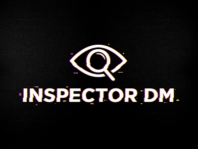 Inspector DM logo case eye glitch illustration logo magnifying glass pixel