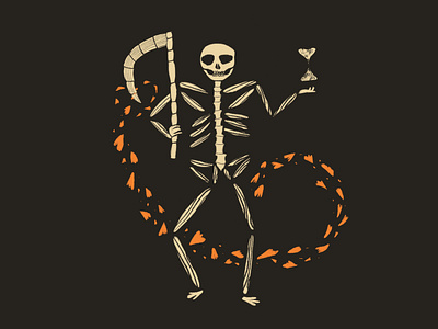Memento mori death dia de los muertos dia de muertos halloween illustration ipad marigold procreate reaper reaping hook sandclock skeleton time