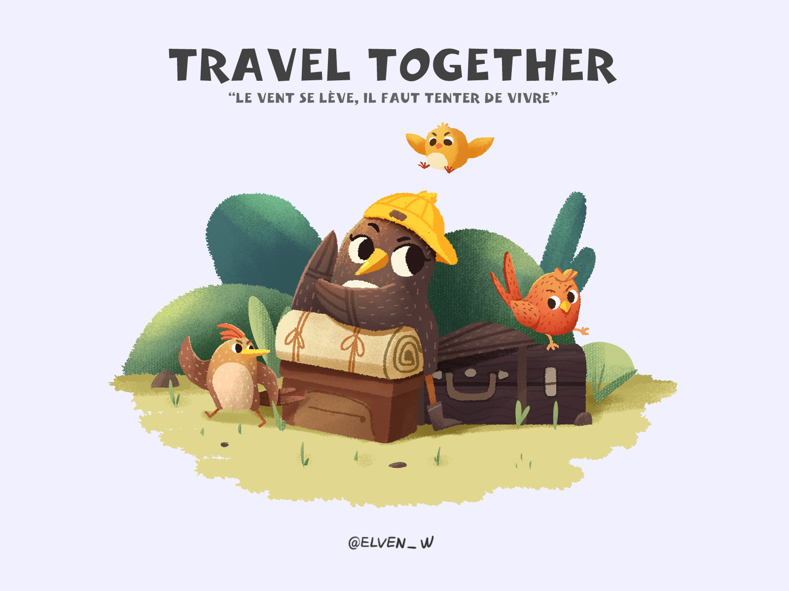 Travel Together animal illustration bird forest illustration travel