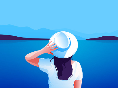 Sea Gazer art beach blue and red character colorful creative design graphic design lady vector vector art vector artworks