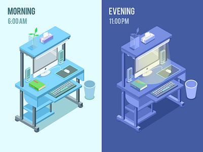 Day and night day desk night time