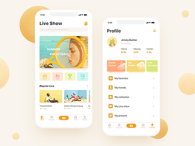 Live Show app app design interface iphonex live orange ui