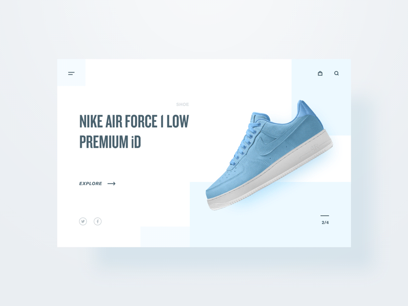 Nike air force 1 animation app blue nike shoe ui web