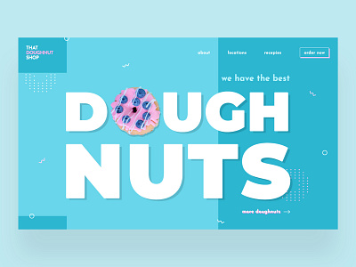 Landing page for a doughnut shop banner blue design doughnut food landing page patterns pink uidesign website