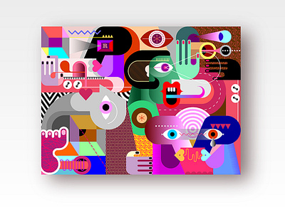 The interaction of people with each other abstract abstract art absurd art artistic artwork concept contemporary face fine art illustration interaction life modern modern art ordinary painting people portrait vector