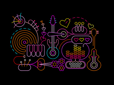 Neon Abstract Music Art vector illustration