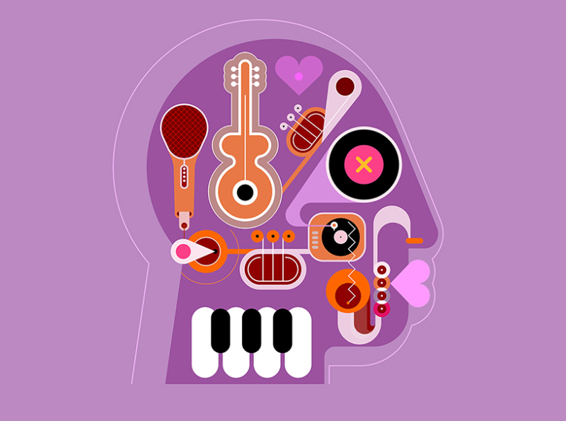 music head abstract art artwork guitar head human head isolated jazz microphone minds music music instruments piano piano keyboard piano keys playing music sax saxophone trumpet vector