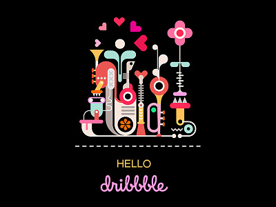 Hello Dribbble debut design graphic design hello illustration jukebox music
