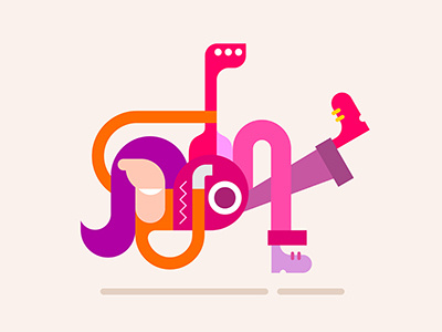 Man Playing Guitar cartoon character cheerful flat guitar man music musician