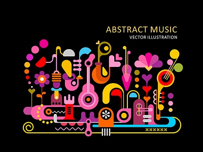 Abstract Music abstract art black design guitar music sax saxophone summer trombone trumpet