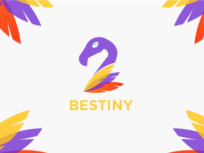 Bestiny's agency bird brand branding color feathers fun identity logo travel