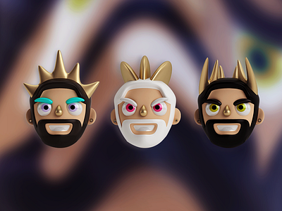 Don, Thandro & Heiz character color funk greek hades king mixed pictoplasma pop poseidon vibes zeus