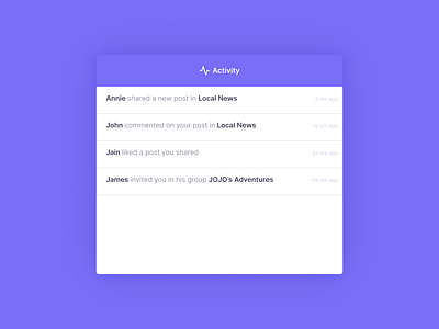 Daily UI #047 - Activity Feed clean dailyui design minimal shot ui