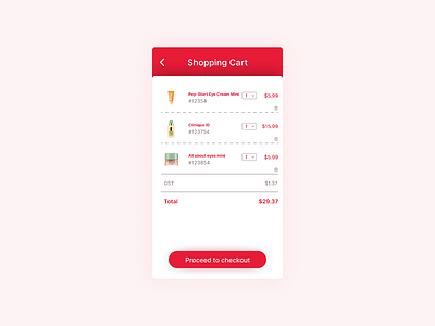 Daily UI #058 - Shopping Cart app cart clean dailyui design mobile shot ui