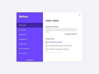 Daily UI #065 - Notes Widget clean dailyui design minimal notes shot ui