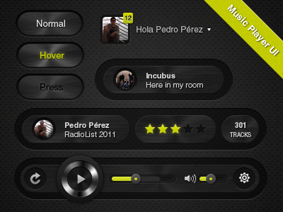 Online Music Player UI audiolist black metal playlist texture ui