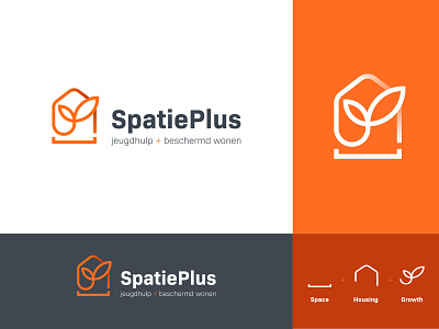 SpatiePlus | logo branding branding design care creative logo foundation growth house housing logo logo design plus protection space