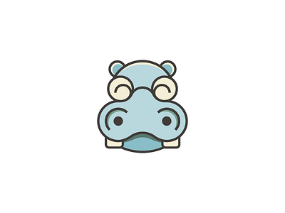 Happy Hippo animal blue character funny hippo logo mascot