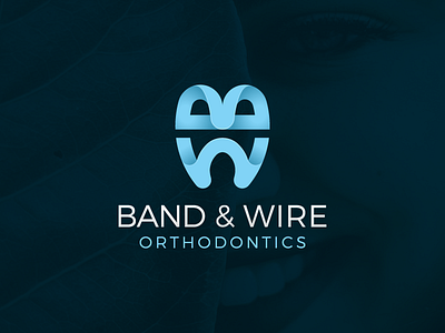 Dentist logo with monogram forming a tooth icon b band blue bw dentist logo monogram orthodontics teeth tooth w wire