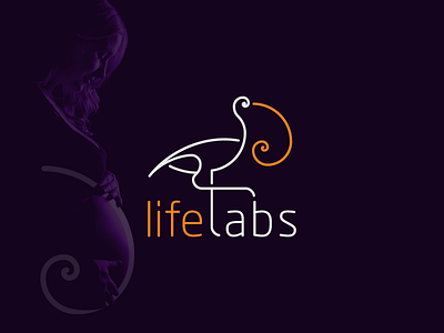 Life Labs logo art born golden labs life line logo pregnant ratio spiral stork