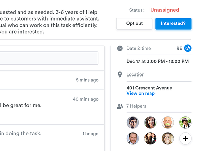 Task Details assign comments date details helpers interest invite location post tasks thread time