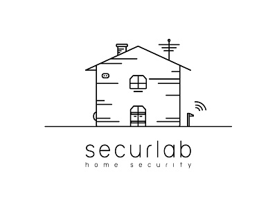 Securlab black and white camera challenge home house lines logodesign security securlab simple