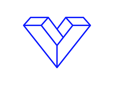 V letter logo 3d anagram blue geometric letter logo logodesign mark modern simple v
