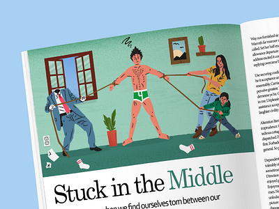 Stuck In The Middle - Editorial illustration