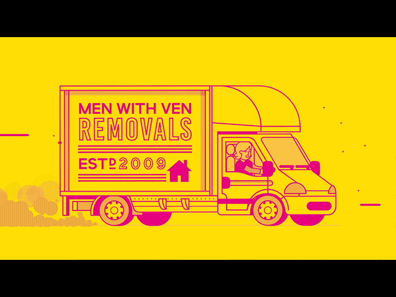 MEN WITH VEN - moving truck animation after effects animation illustrator motion motion design particle peep show removals truck vector