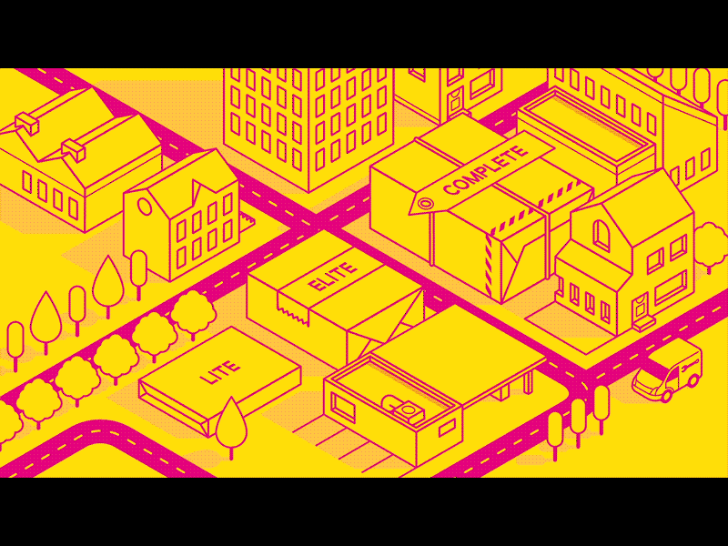 City Building [Animation] 2d after effects animation city cmyk design house illustrator isometric motion