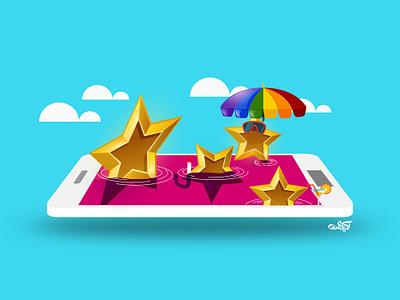 Stars and summer animation app art character design flat graphic design illustration illustrator illutrate ios minimal mobile ui vector