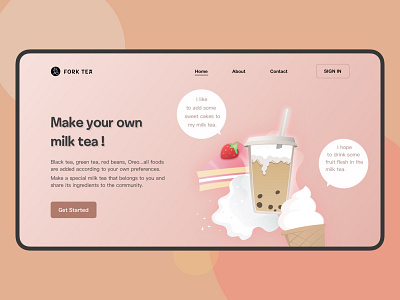 LandingPage-DailyUI03-Milk Tea illustration landing page ui web